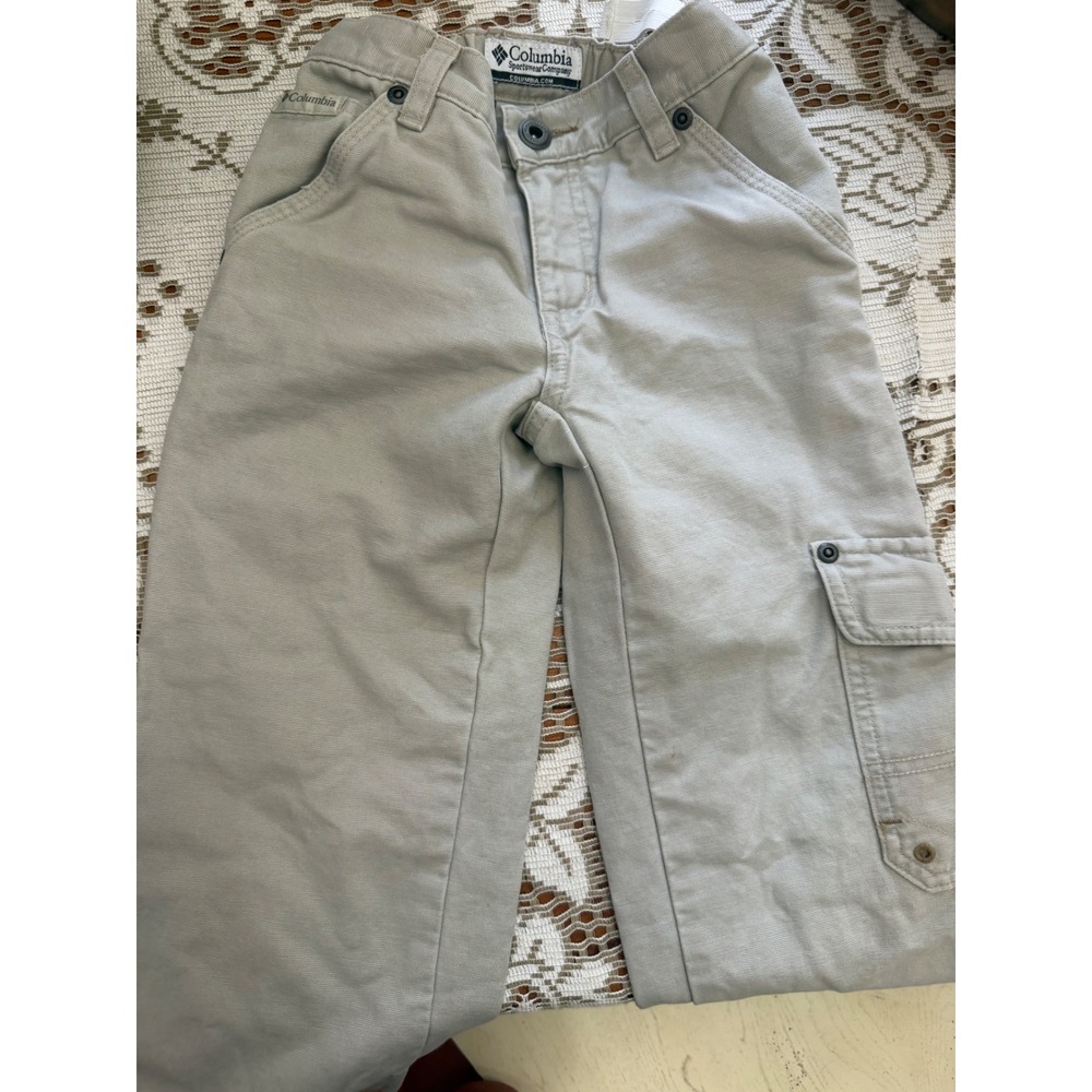 Columbia Sportswear boysYouth 4 Cargo Pants Tan Khaki Cotton Canvas Utility